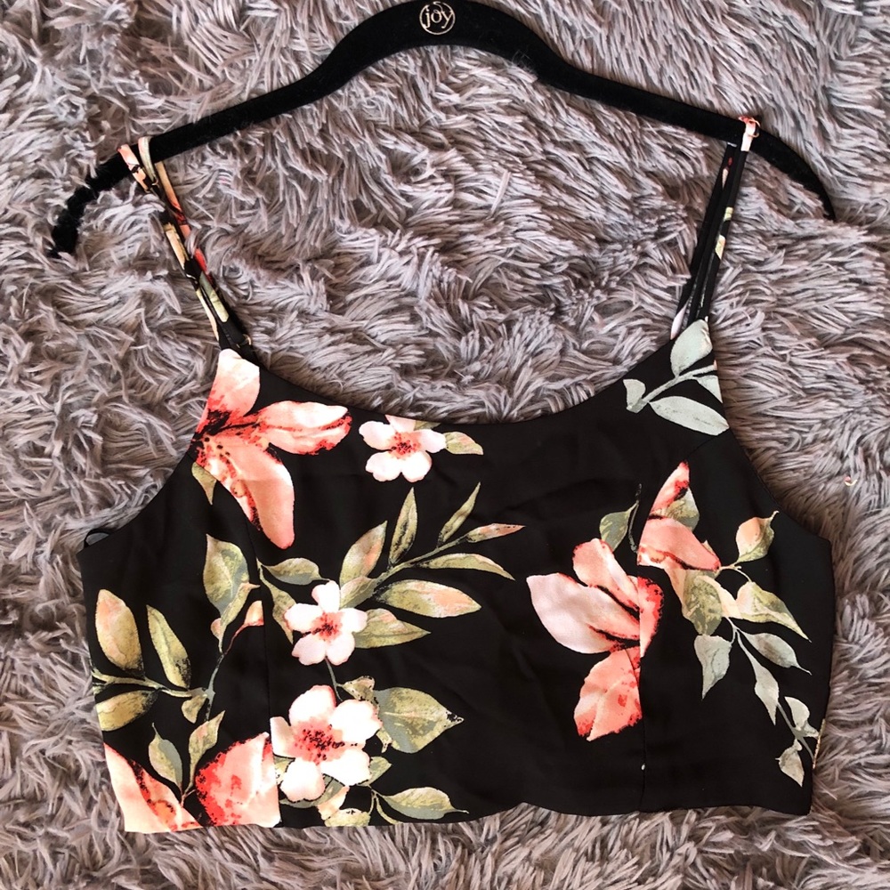 Black with flowers crop top